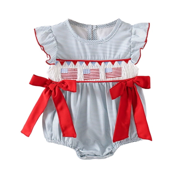 Yindaity 24 Months Girls Clothes Baby Girls Clothes Romper Ruffle Sleeve Outfits with Headband Light Blue,18-24 Months