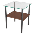 thumbnail image 7 of GZXS 3-Piece Modern Living Room Table Set with Glass Top and Metal Legs, 2-Tier Rectangle Coffee Table & 2 End Tables with Shelf for Small Space, Clear & Black, 7 of 7