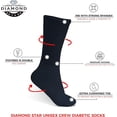 thumbnail image 5 of Diamond Star 3-Pack Diabetic Socks for Men & Women - Non-Binding Cushion Cotton Crew Socks for Neuropathy, Edema, & Circulatory Support (Navy, Sock Size 13-15, Fits Men's Shoe Size 9-14), 5 of 6