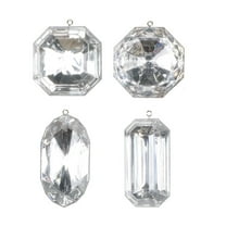 4-5" Silver Jewel Glitter Orn Asst 4/Bag