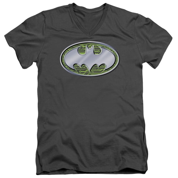 Batman - Circuits Logo - Slim Fit V Neck Shirt - Large