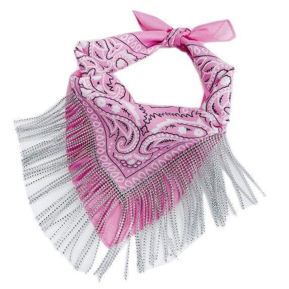 FAIOIN Beautiful Silver Fringed Bandana Versatile Turban Headscarf Party Disco Embellished Bandana for Masquerades Party