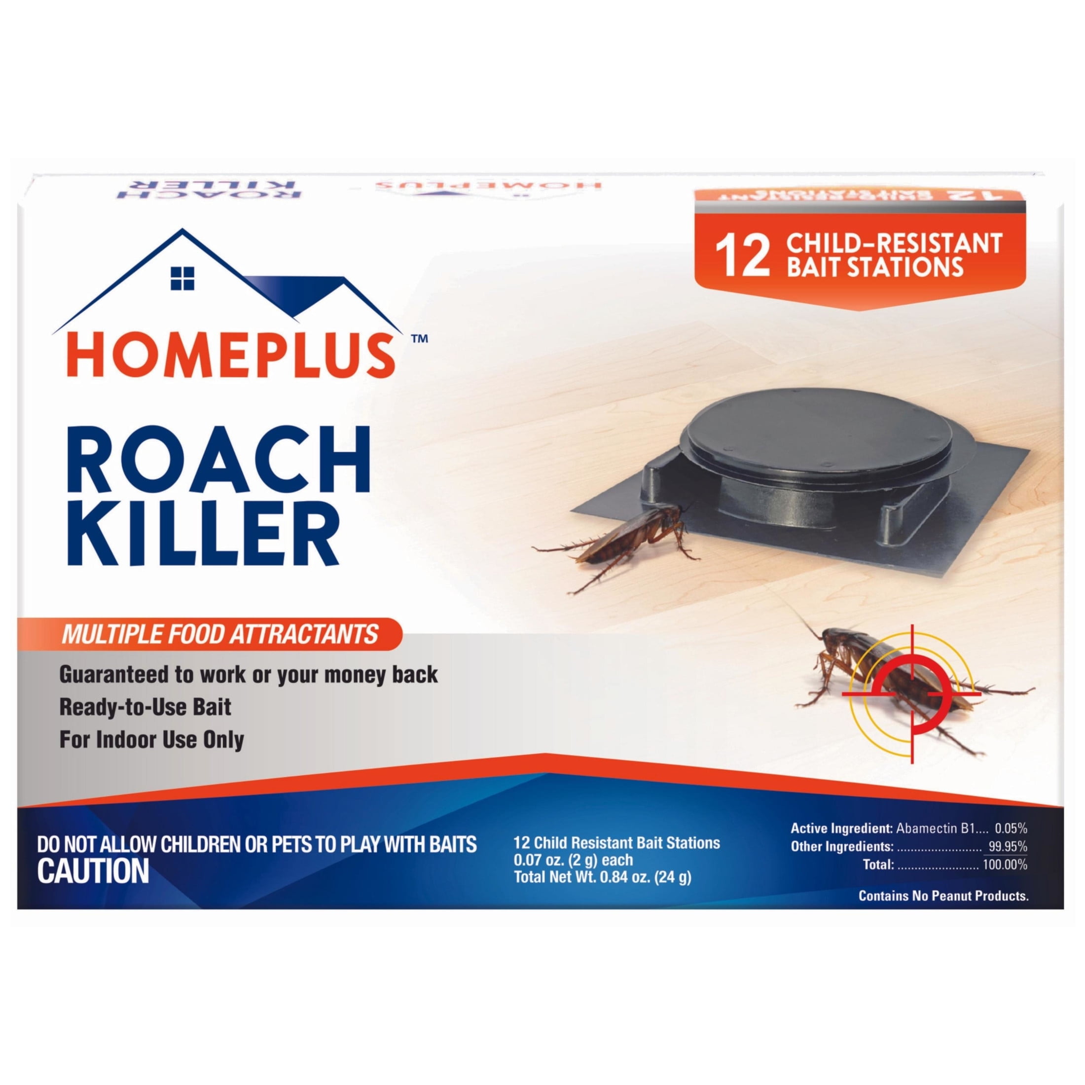 Homeplus Roach Killer Plastic Bait Stations, 12 Count, Effective Cockroach Pest Control, Black