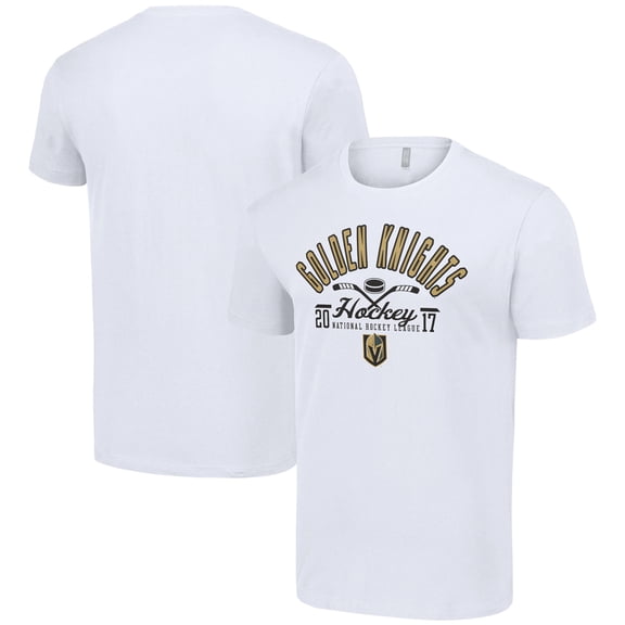 Men's Starter  White Vegas Golden Knights Half Puck T-Shirt