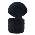 thumbnail image 1 of enjoywould 2 Pcs/Set Chapeau Adulte Chauffe-Nuque Épais Extensible Thermique Coupe-Vent Doux Résistant au Froid Automne Hiver Hommes Femmes Kit de Bonnet Tricoté pour Extérieur, 1 of 6