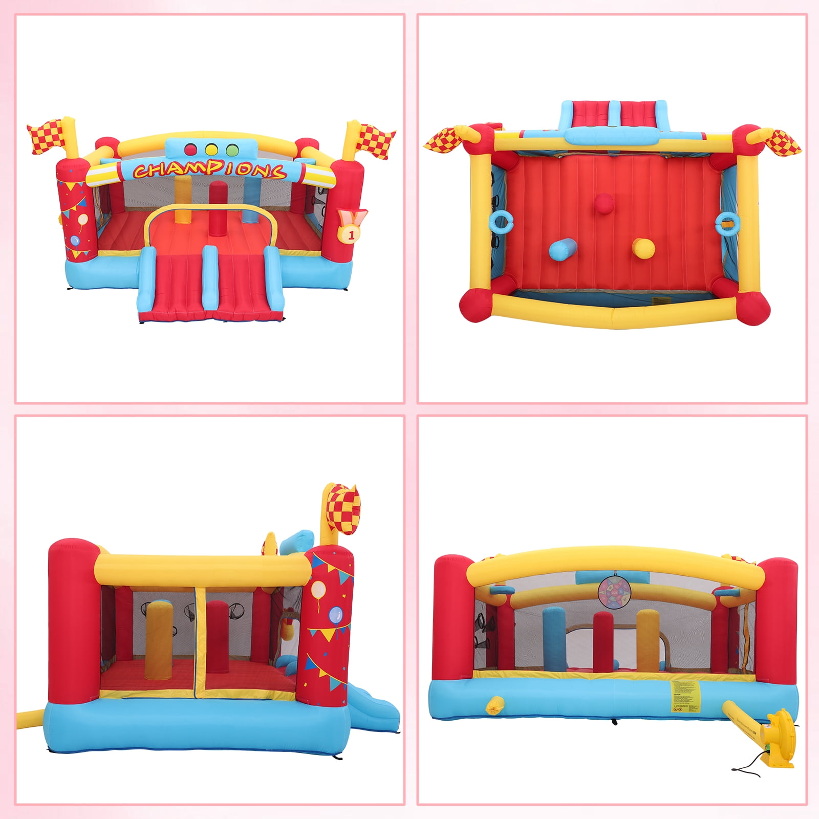 Funcid Bounce House Water Slide for Kids 3-12 with Slides, Big Jumping Area, Double Basketball Hoops & Bouncer Slides, Ball Pits, Throw Ball Game, Jump House, 550W Blower