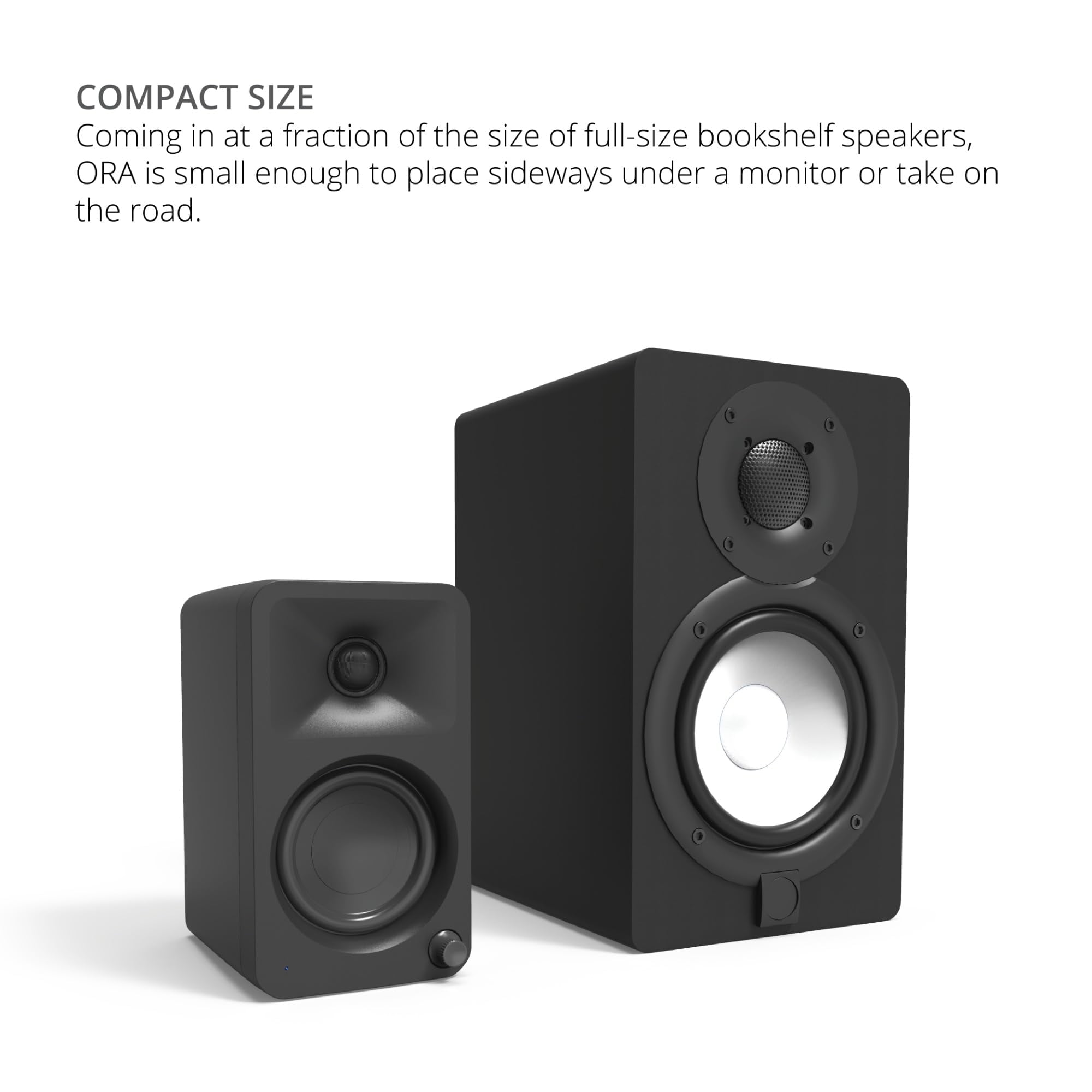Kanto ORAMB Powered Reference Bluetooth Desktop Speakers with a Kanto SUB8VMB Sealed Powered 8" Subwoofer and Kanto S2 Angled Desktop Speaker Stands for Small Speakers (2023)