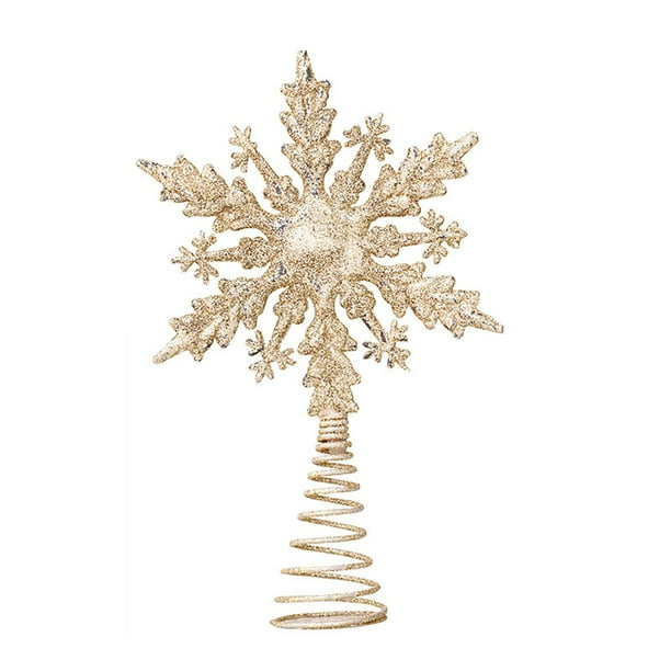 Estrella Para La Punta Del Árbol De Navidad Plástico Dorado Cebolla Rosa Estrella Elegante Para La Punta Del Árbol Estrella Decorativa Para El Árbol De Navidad Nieve