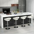 thumbnail image 2 of Topbuy Set of 2 PU Leather Bar Stools Adjustable Kitchen Counter Chairs White, 2 of 9