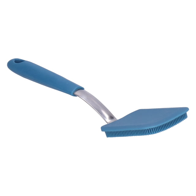 Cepillo de limpieza de silicona de acero inoxidable para colgar platos, ollas, cuencos y platos.