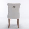 thumbnail image 6 of Smilegend Modern Tufted Solid Wood Contemporary Flax Upholstered Linen Dining Chair with Wood Legs Nailhead Trim 2-Pcs Set in Beige, 6 of 8