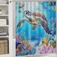 thumbnail image 6 of Patifu Sea Turtle Coral Washable Shower Curtain 100% Polyester Chic Decor 36"x72, 6 of 7