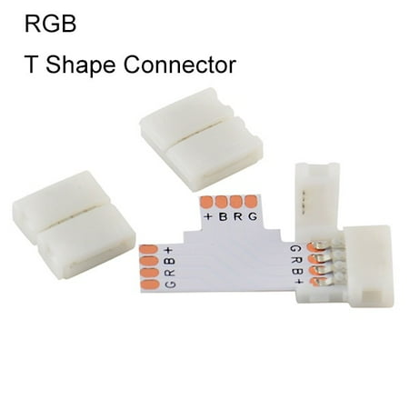 Rgb Input 15 Pin - LED4Everything (TM) 10 Pcs RGB LED Strip T Shape Angle Connector 10 mm Adapter For 5050 5630 multicolor LED Strip Solderless 4-Pin connectors white color clip
