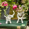 thumbnail image 5 of Sungmor Cast Iron Small Animals Statues, 2pcs White Cute Animal Figurines, Home Office Decor Accent, Bookshelf, Desk, Cabinet Decorative Ornaments, 5 of 7