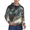 thumbnail image 2 of Kdxio Space White Horse Print Mens Casual Hooded Collar Drawstring Hoodies Pullover Sweatshirts Casual Long Sleeve Shirts-4X-Large, 2 of 7