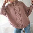 thumbnail image 1 of IMENGL Chandail à Manches Longues Col Rond Manches Chauve-Souris Tricot Épais Grande Taille, Rose G, Taille M-2TG, 1 of 5