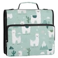 thumbnail image 2 of Water-Resistant 3-Ring Binder Organizer with Multiple Pockets Zipper Binder Bag for Office Cute Cartoon Llama Pattern, 2 of 8