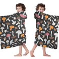 thumbnail image 4 of Colorful Mushroom Mixed Black Pattern Hooded Bath Towel，60"x35" for Ages 3 To 12 Kids, Quick Dry Lightweight Soft Microfiber Hood Beach Towel Cover Up for Kids, 4 of 7