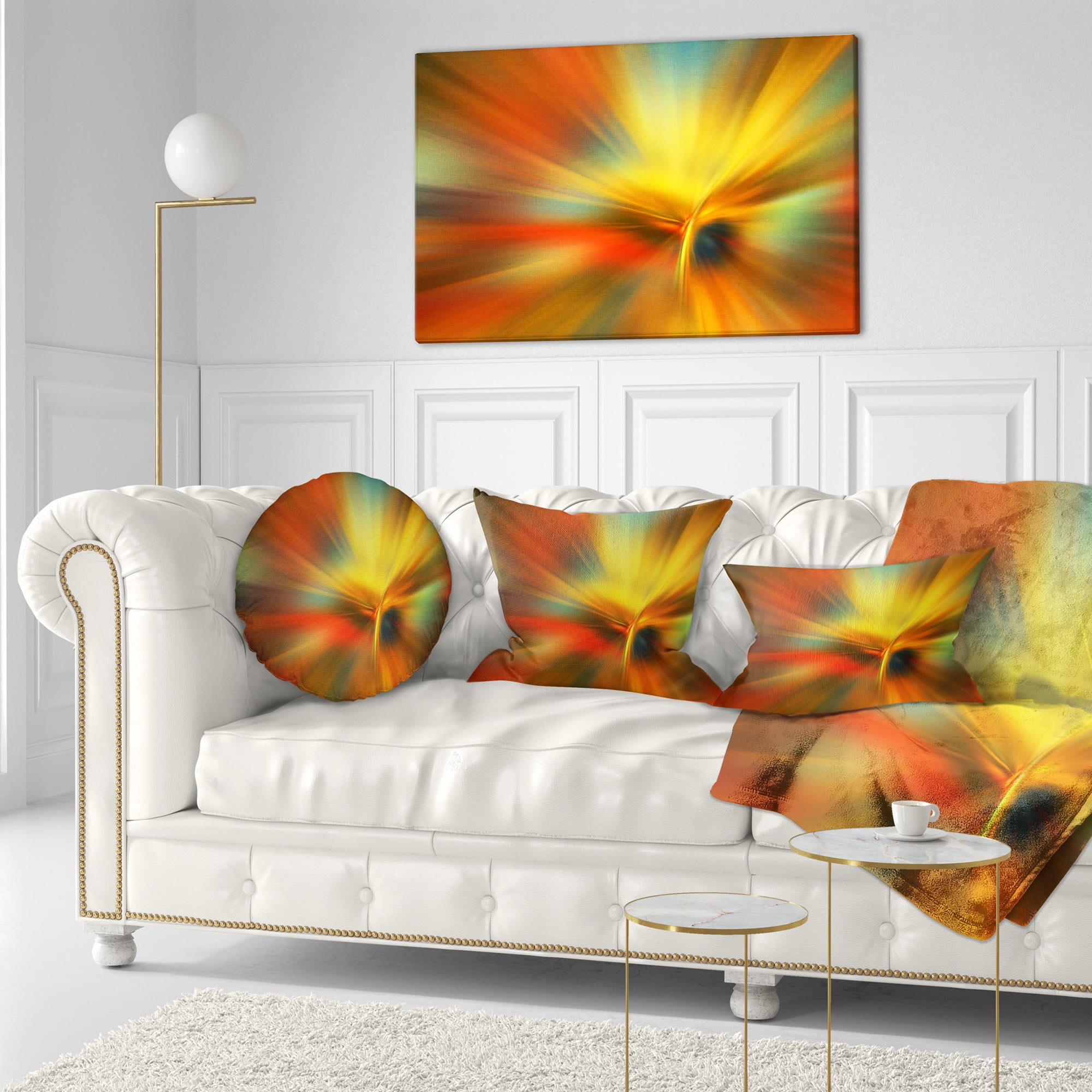 Designart Yellow Focus Color - Abstract Throw Pillow - 12x20