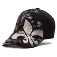 thumbnail image 2 of Top Headwear con cuentas Fleur-de-lis angustiada tapa de béisbol ajustable - Negro CHL Sombrero de cadete, 2 of 2