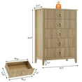 thumbnail image 3 of 42.9" Tall Fluted Dresser for Bedroom, 5-Drawer Wood Dresser for Bedroom, Modern Chest of Drawers, Storage Organizer Cabinet for Living Room, Hallway, Entryway, Easy Assembly, 3 of 7