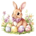 thumbnail image 2 of Tumdkd Easter Window Stickers 12x12 Inch, Rabbits Easter Egg Adhesive Decals, Watercolor Bunny Wall Stickers, Removable PVC Window Clings for Home Glass Door Decoration, 2 of 7