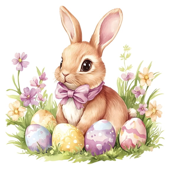 A Easter Product Rabbits and Easter Egg Static Cling Window Stickers Watercolor Style Decals for Home Wall Window Holiday Decoration