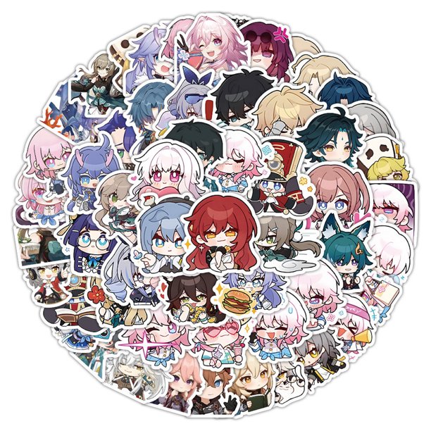 Paquete de pegatinas Honkais Star Rails Anime, vinilo impermeable, 60 unidades