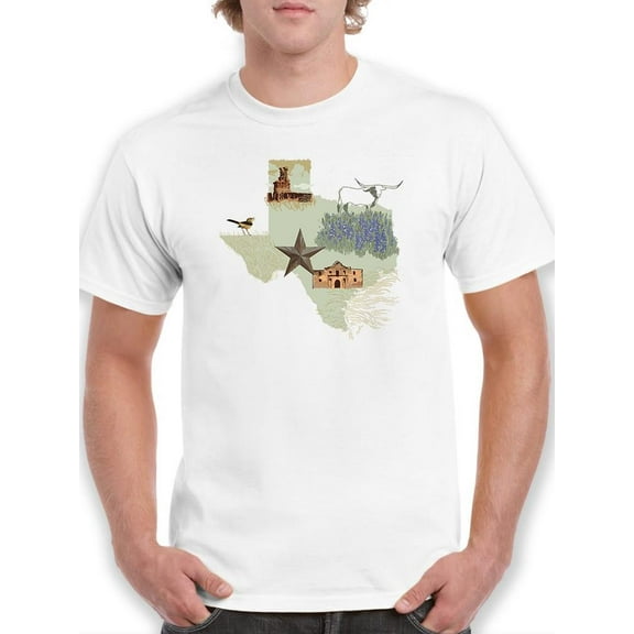 Illustrated State-texas T-Shirt Men -Jacob Green Designs, Male Medium