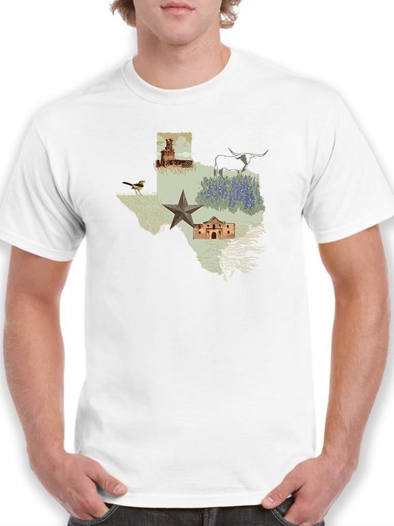 Illustrated State-texas T-Shirt Men -Jacob Green Designs, Male Medium