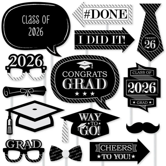 Big Dot of Happiness Graduation Cheers - 2026 Graduation Photo Booth Props Kit - 20 Count