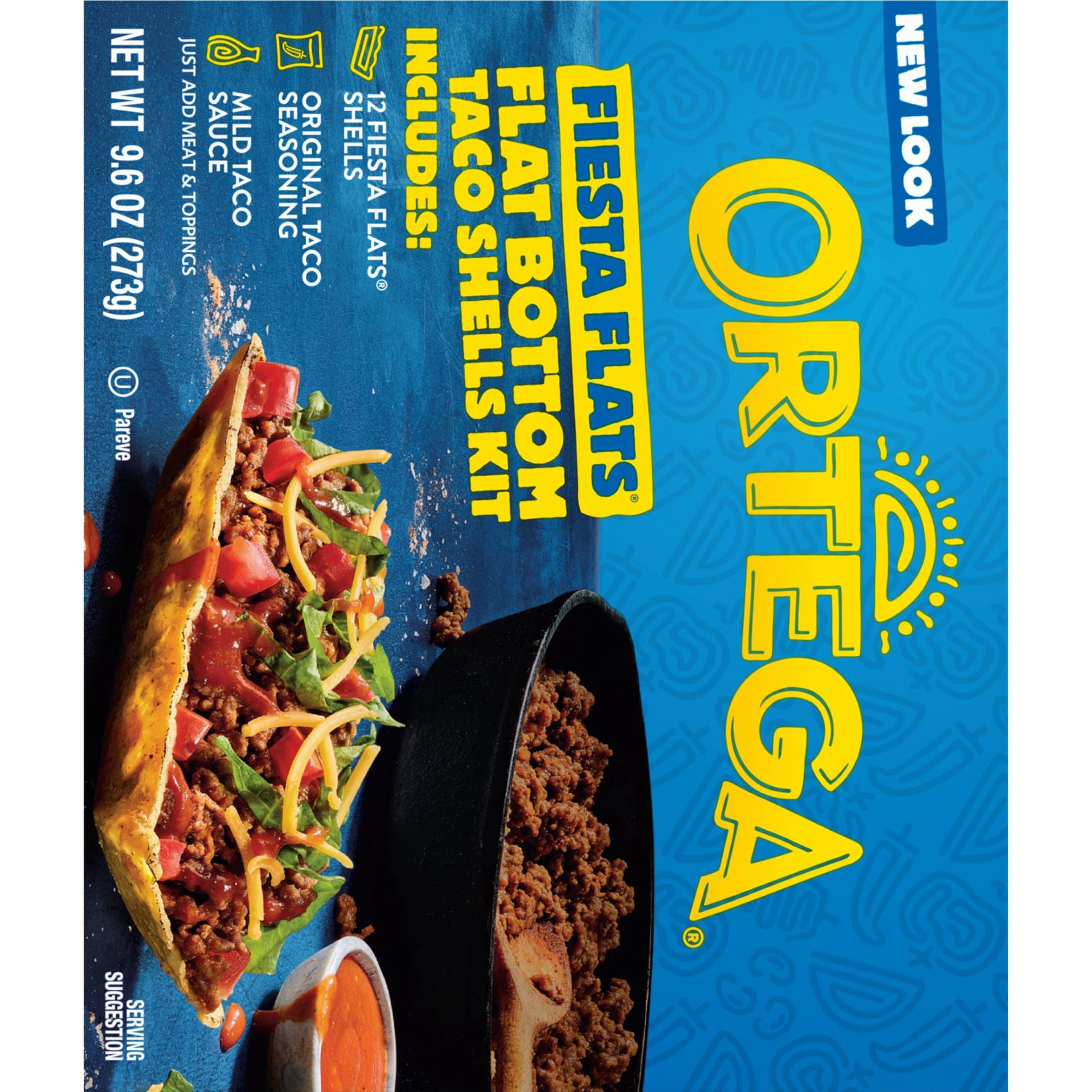 Ortega Fiesta Flats Flat Bottom Taco Shells Kit 9.6 oz