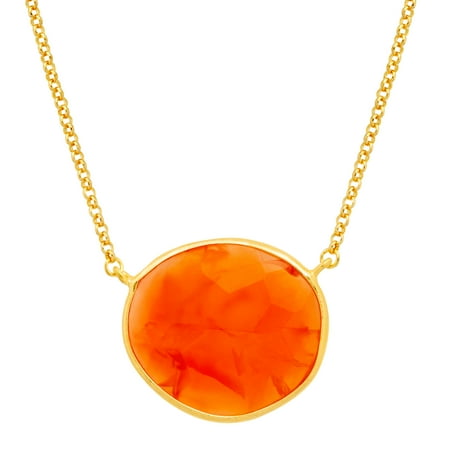 Piara 14 ct Natural Carnelian Necklace in 18kt Gold-Plated Sterling Silver