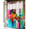 thumbnail image 4 of Colorful Oil Painted No Hook Shower Curtain Waterproof, Bathroom Curtains with Snap in Liners and See Through Top Window, Modern Abstract Art Vintage Hotel Style Bathtub Curtains Shower 72"Wx96"L, 4 of 8