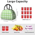 thumbnail image 5 of Green and White Checkered Pattern Insulated Lunch Bag,Leakproof Large Capacity Lunch Box for Work,Picnic or Travel,11.4 X 6.7 X 8.3 Inches, 5 of 6