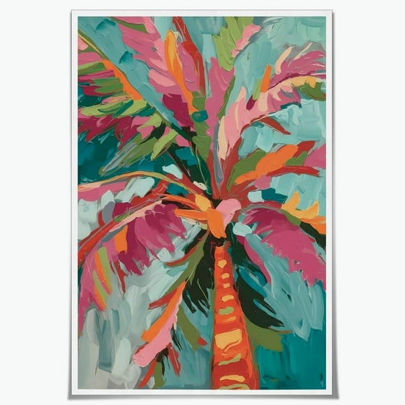 shiyou-Abstract Palm Tree Poster Coastal Wall Art Canvas Print Summer Beach Tropical Scene Art Wall Decor Ocean Sea Scenery Pictures Painting for Bathroom Living Room Bedroom House 12x18inch Unframed