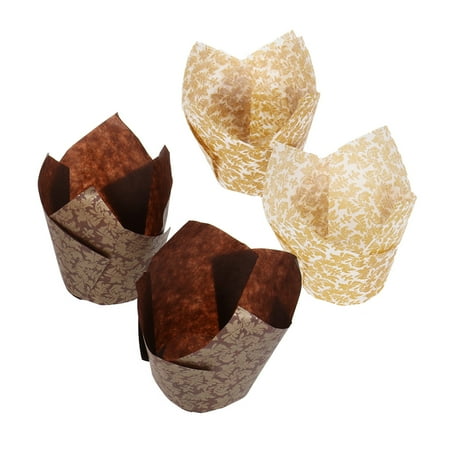 

100pcs Tulip Cupcake Liners Decorative Oilproof Muffin Paper Cupcake Holder Wrappers Baking Cup (Random Color)