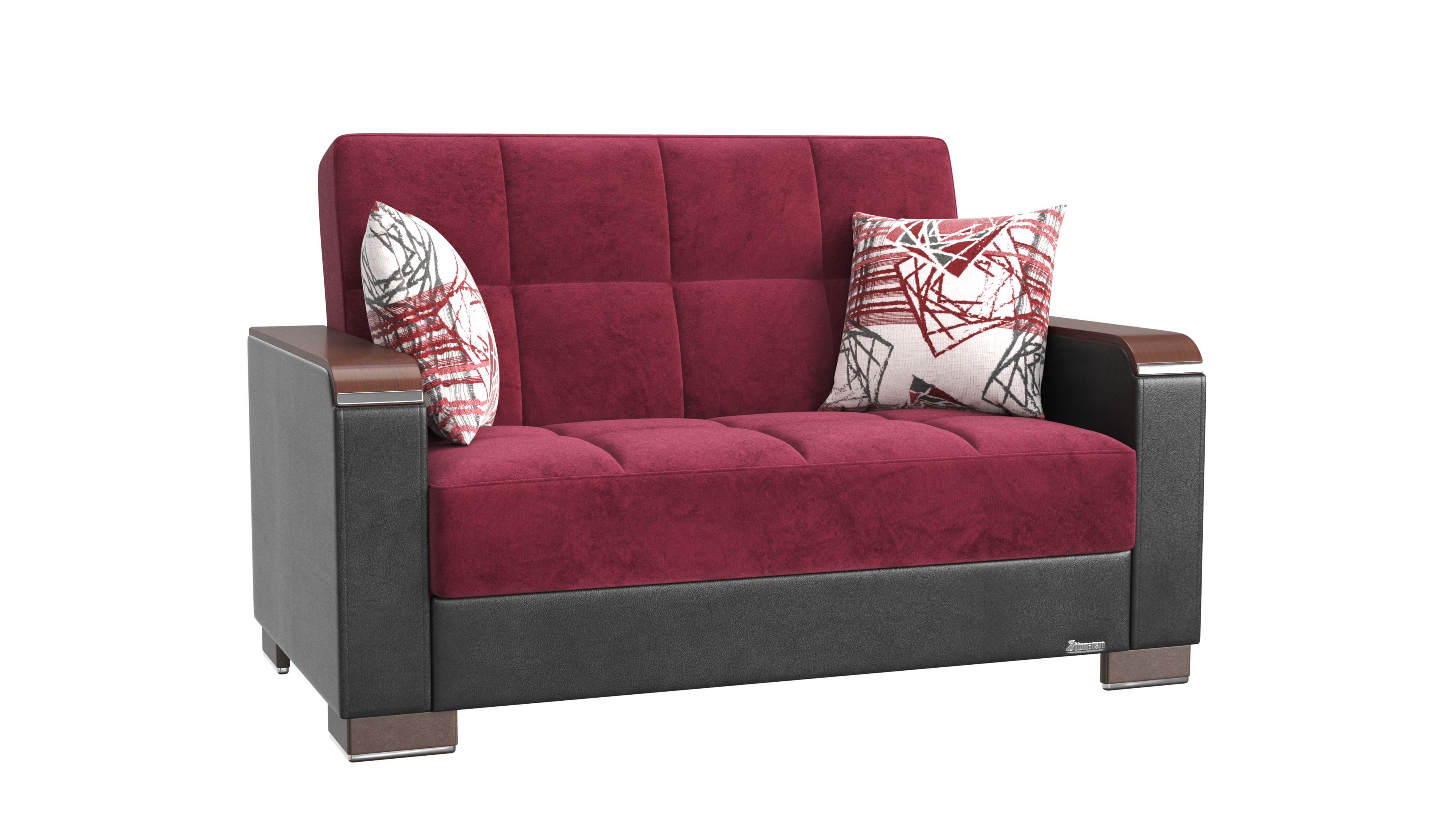 Ottomanson Origins X Sleeper Loveseat, Burgundy Color Microfiber