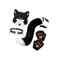thumbnail image 4 of BELOVING Ensemble Collier et Queue d'Animal Visage d'Halloween pour Bal Boîte de Nuit Jeu de Rôle Noir Blanc, 4 of 10