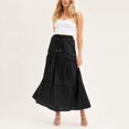 thumbnail image 3 of Vedolay Midi Skirts Women's Pleated High Waist Bow Tie Back Flowy A Line Midi Skirt with Pockets,Black S, 3 of 5