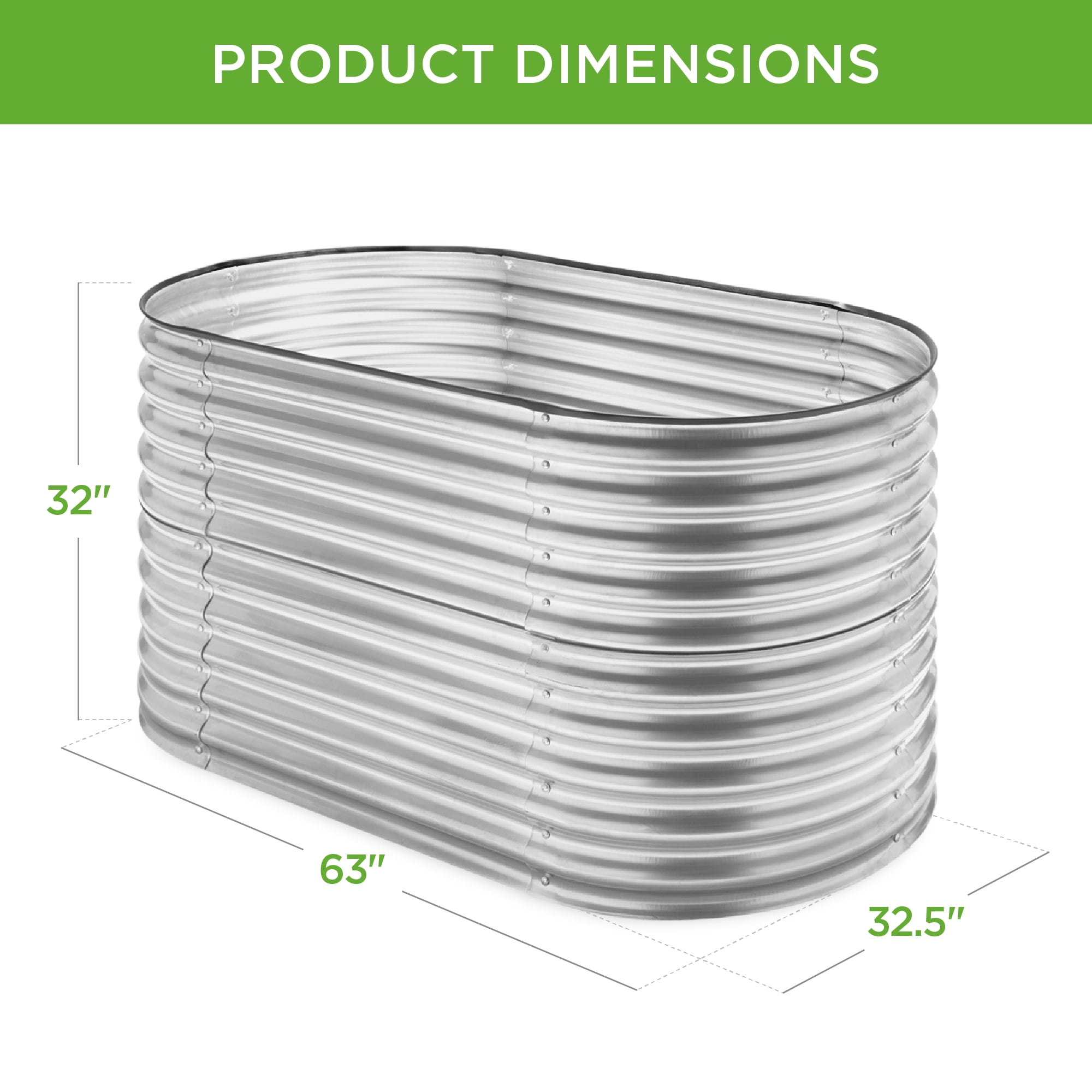 Best Choice Products 63in Oval Metal Raised Garden Bed, Customizable Outdoor Planter for Gardening, Plants - Silver