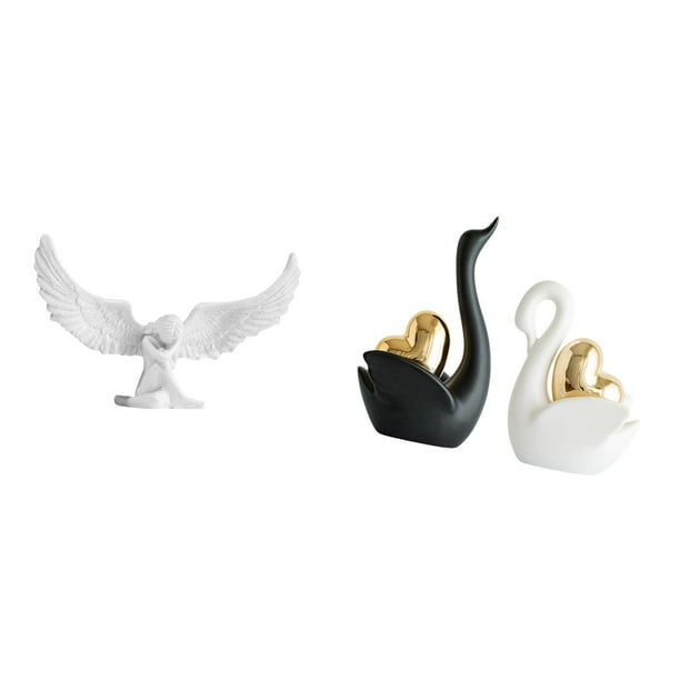Elegante Figura De Cisne Angelical De Resina, Escultura Decorativa Para Oficina, Inauguración De La Casa, Estantería, Pasillo, Escritorio, Entrada, Mesa, Arte, Artesanía, Decoración.
