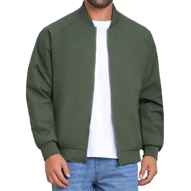 Chaqueta Bomber INSPIRE CHIC para hombres, abrigo de otoño, cierre completo, puños acanalados, chaqueta de béisbol 2XL verde