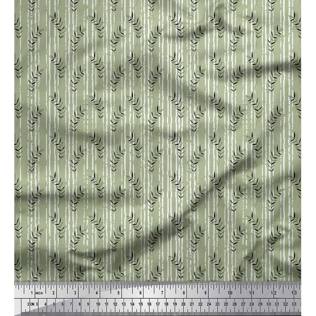 Soimoi Tissu en Coton Vert Canard Imprimé Feuilles BTY 44 Pouces de Large