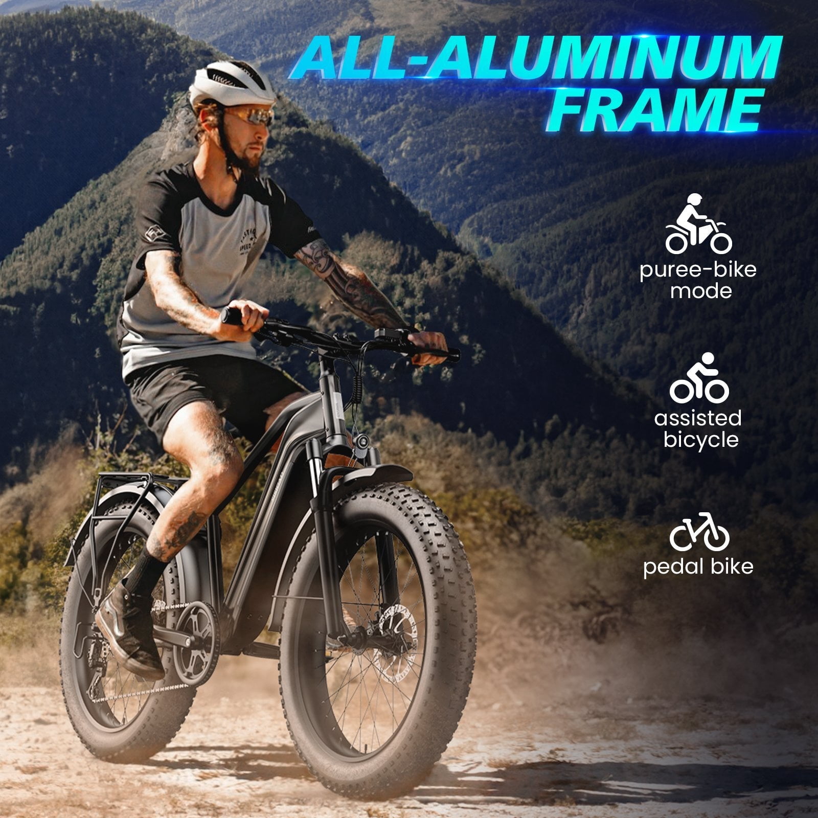 Electric Bike for Adults(16+), Peak 1000W Electric Bicycles, E-Mountain Bike, 48V/500WH Battery, 26"×4.0" Fat Off-Road Tires, 28 Mph Max Speed UL2849, APP Control