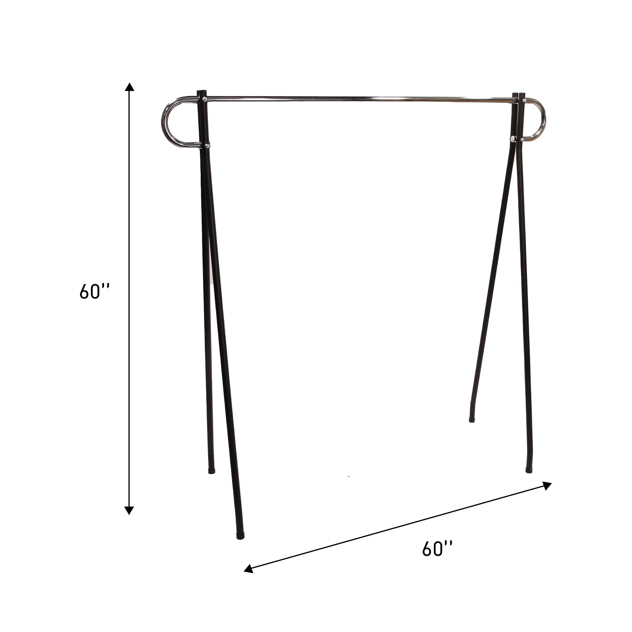 Commercial 60 x 60 inch Black & Chrome Single-Rail Garment Rack