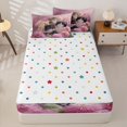 thumbnail image 4 of Homewish 3D Cat Print Zipper Full Size Comforter Sets with Fitted Sheet and 2 Pillowcases for Kids, Pink Flower Floral Zipper Bedding Set, Polka Dots Reversible, 4pcs, 4 of 6