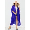 thumbnail image 4 of LA LEELA Women's Chiffon Summer Beach Open Front Holiday Kimono Beachwear Duster Cardigans 3X-4X Royal, Solid, 4 of 5