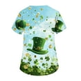 thumbnail image 2 of Nurse Uniforms for Women 2025 Irish Shamrock Printed V-Neck Breathable T-Shirts Short Sleeve Professionals Soft Stretch St. Patrick's Day Scrub Tops with Pockets light blue X-Large, 2 of 3
