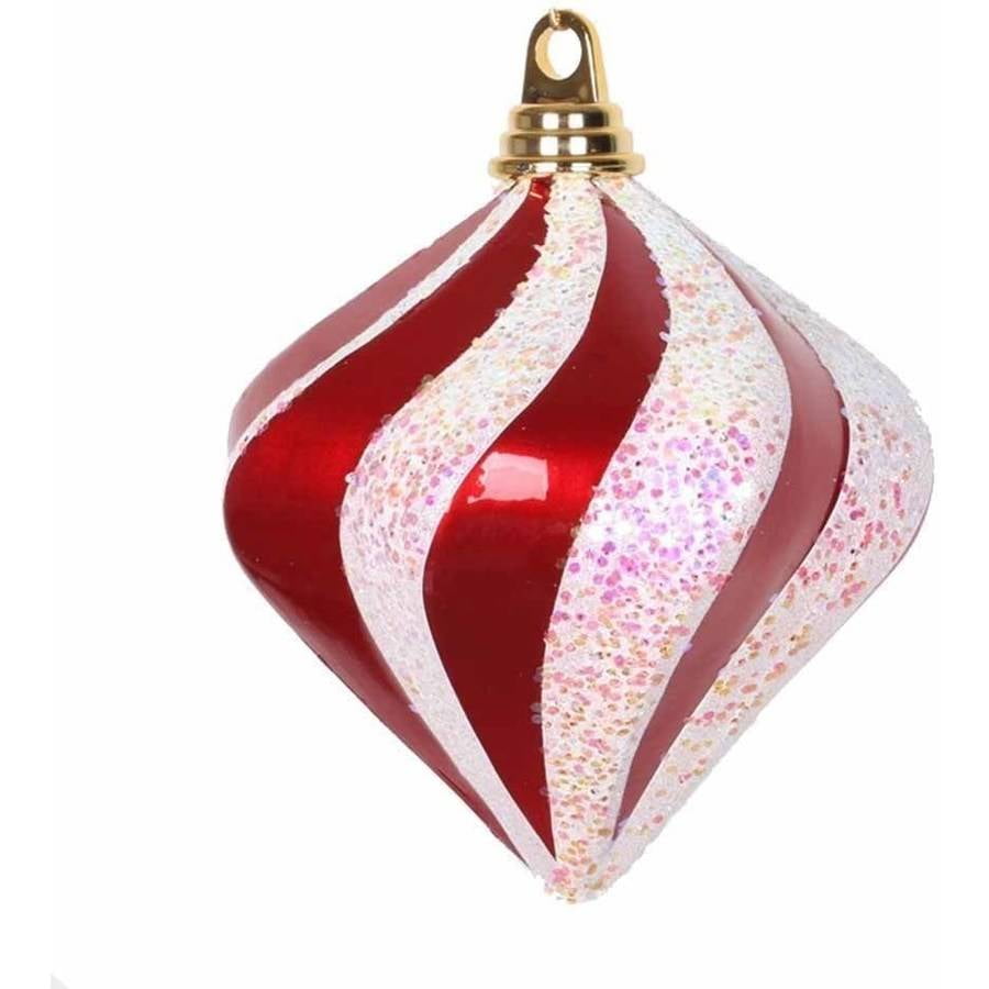 Vickerman 6" Candy/Glitter Swirl Diamond Christmas Ornament